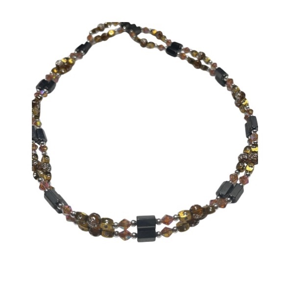 Handmade Magnetic Hematite with Iridescent Beads Necklace - Picture 2 of 3